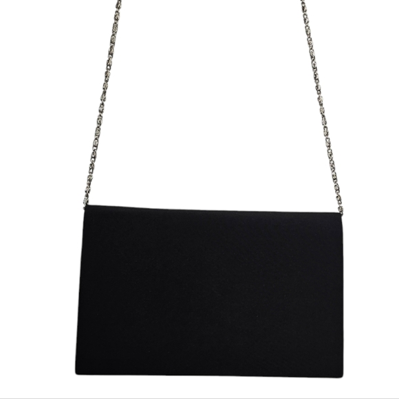The Little Black Evening Shoulder Purse with Silver Chain - Picture 3 of 8